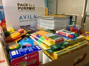 School supplies brought by Avila Beach Hotel guests during summer break 1